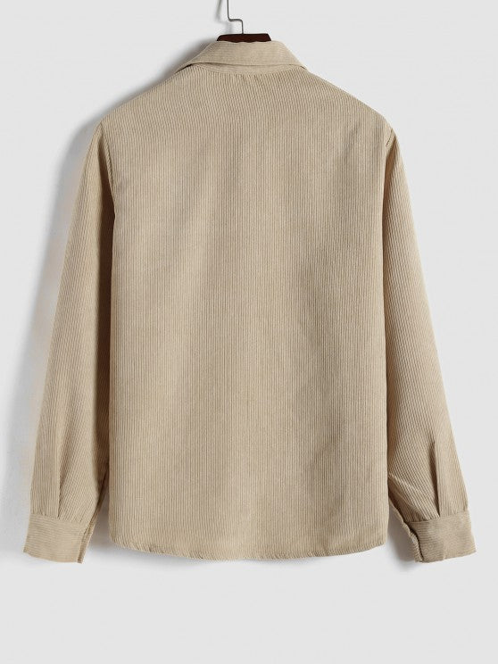 MARTIN | Mens half button corduroy long sleeves shirt