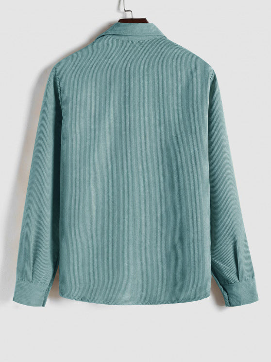 MARTIN | Mens half button corduroy long sleeves shirt