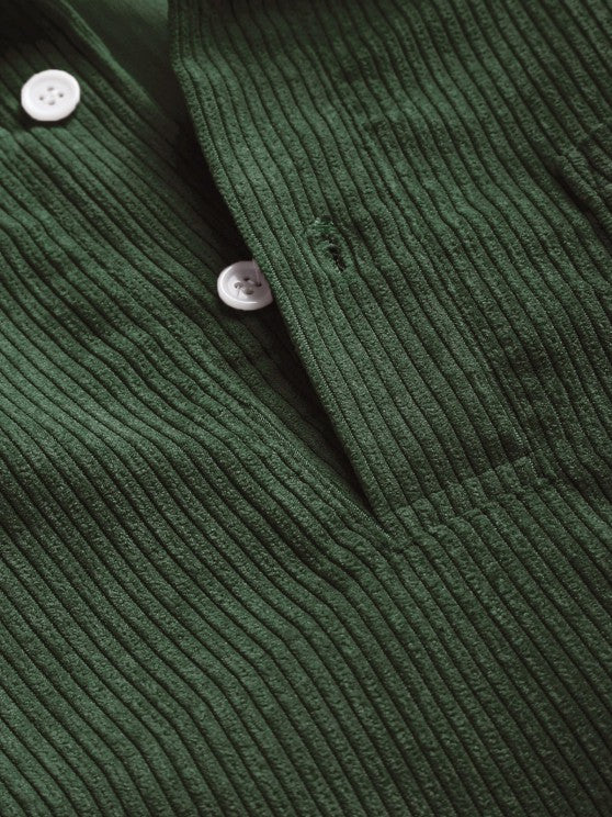 MARTIN | Mens half button corduroy long sleeves shirt
