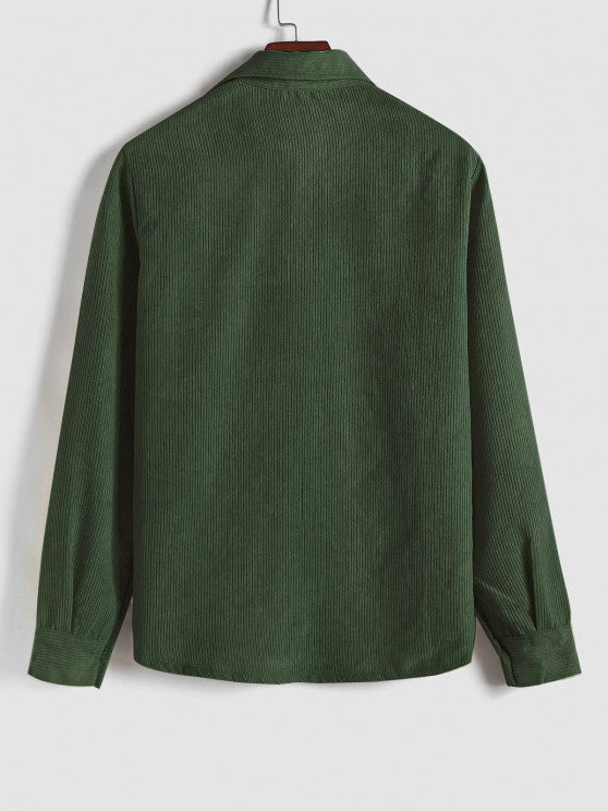 MARTIN | Mens half button corduroy long sleeves shirt