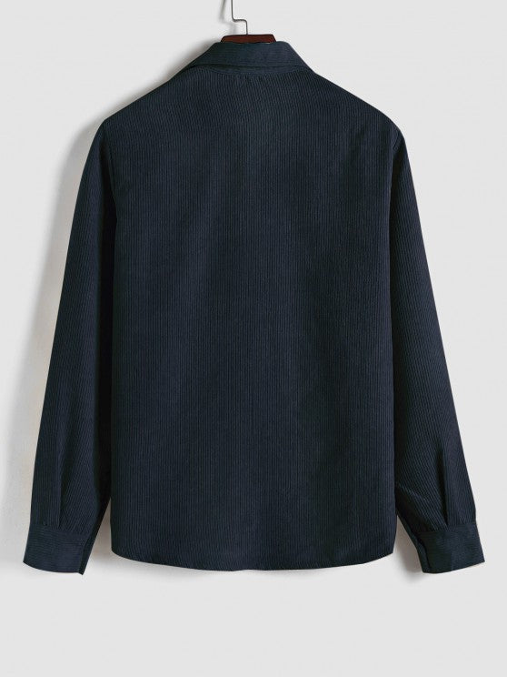 MARTIN | Mens half button corduroy long sleeves shirt