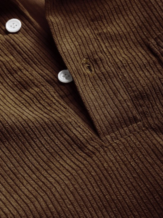 MARTIN | Mens half button corduroy long sleeves shirt