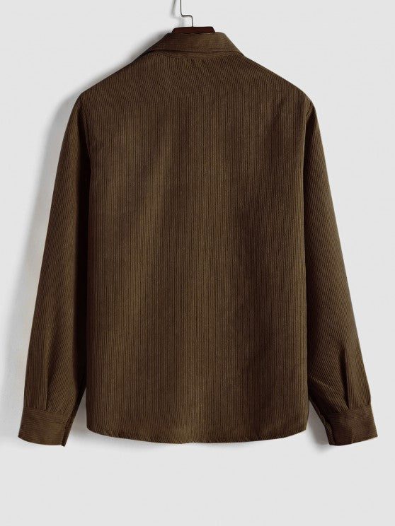 MARTIN | Mens half button corduroy long sleeves shirt