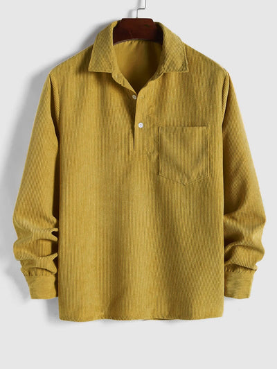MARTIN | Mens half button corduroy long sleeves shirt