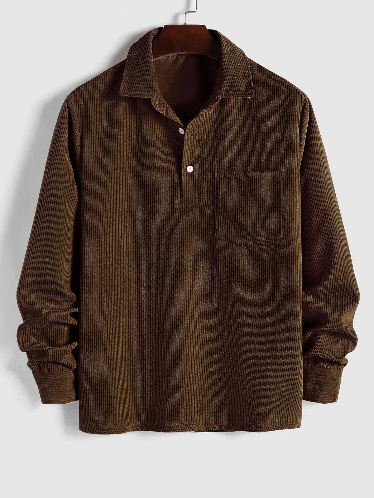 MARTIN | Mens half button corduroy long sleeves shirt