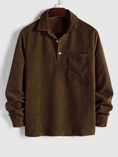 MARTIN | Mens half button corduroy long sleeves shirt