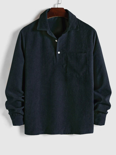 MARTIN | Mens half button corduroy long sleeves shirt