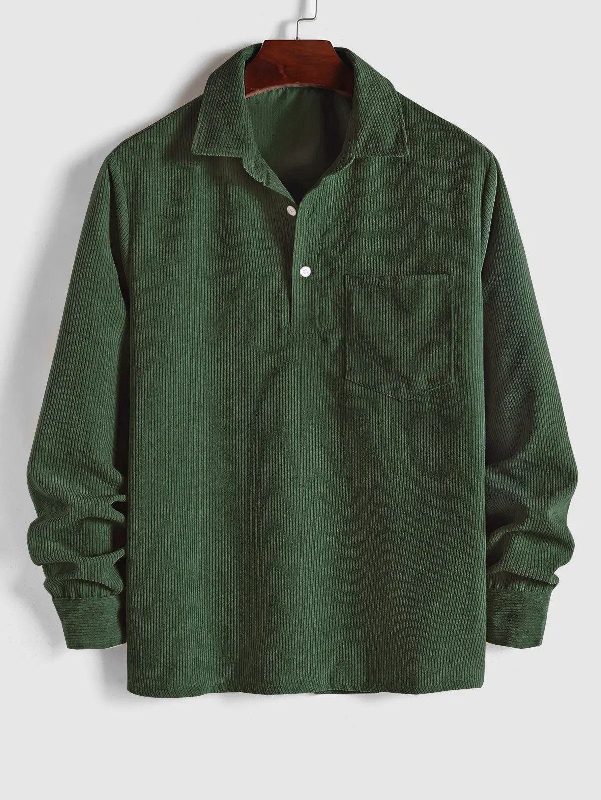 MARTIN | Mens half button corduroy long sleeves shirt