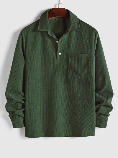 MARTIN | Mens half button corduroy long sleeves shirt