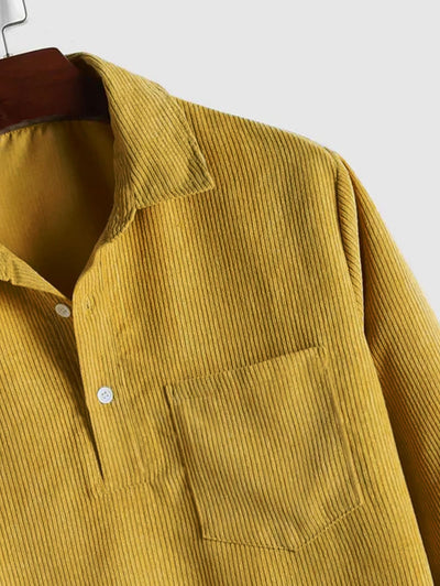 MARTIN | Mens half button corduroy long sleeves shirt